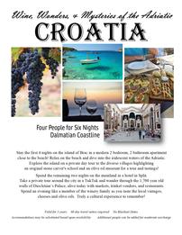 "Wine, Wonders & Mysteries" Brac, Croatia for 4 People, 6 Nights 202//261